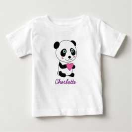 Camiseta De Bebé Panda personalizado con corazón rosado