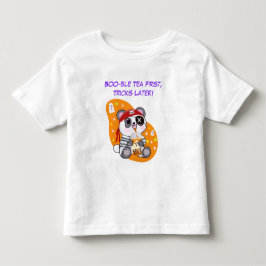 Camiseta De Bebé Panda Pirata Kawaii de Halloween Bebiendo Té Boba