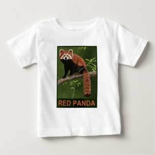Camiseta De Bebé Panda roja