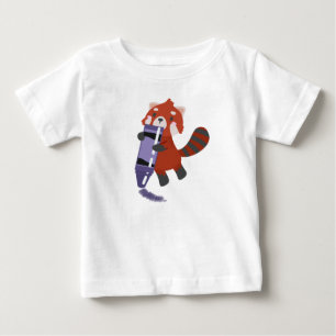 Camiseta De Bebé Panda Rojo con Crayon