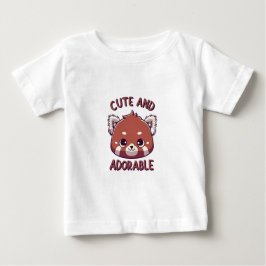 Camiseta De Bebé Panda rojo dulce y adorable