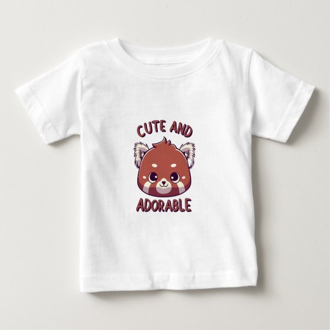 Camiseta De Bebé Panda rojo dulce y adorable (Anverso)