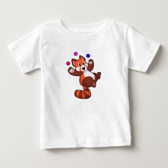 Camiseta De Bebé Panda rojo en el Circo de Juggle. PNG (Anverso)