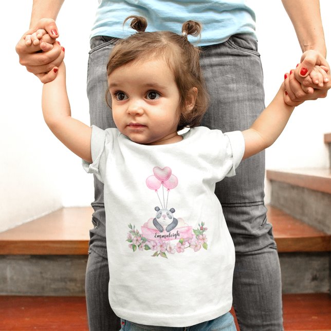 Camiseta De Bebé Panda Spring Pink Balloon Florines (Subido por el creador)