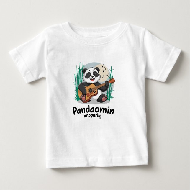 Camiseta De Bebé Panda Tocando Guitarra- Divertido Panda Musical (Anverso)
