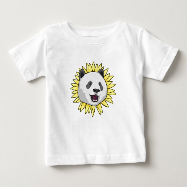 Camiseta De Bebé Panda with Sunflower (Anverso)