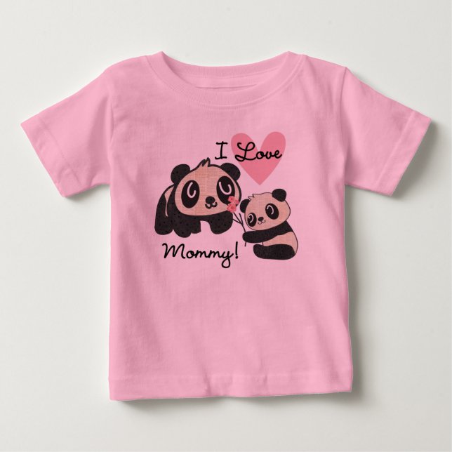 Camiseta De Bebé Pandas amo a mamá (Anverso)