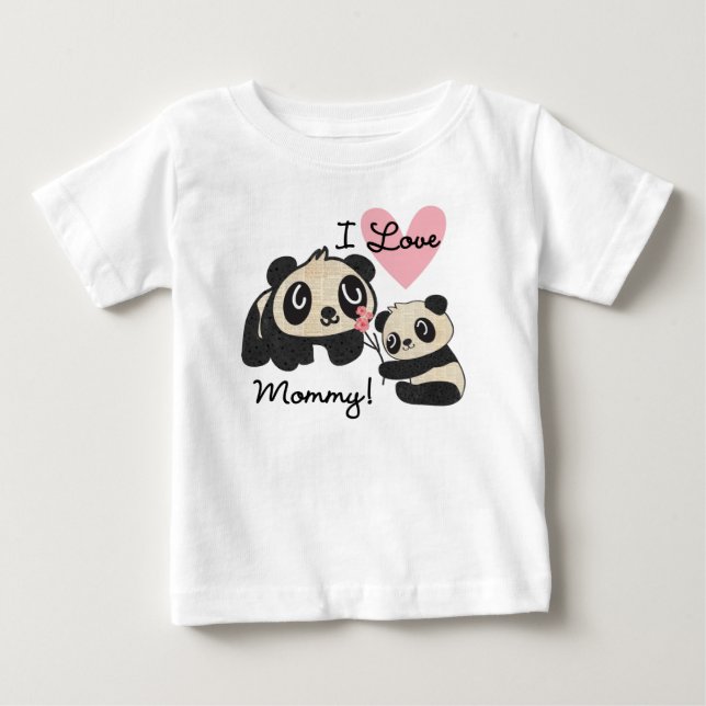 Camiseta De Bebé Pandas amo a mamá (Anverso)