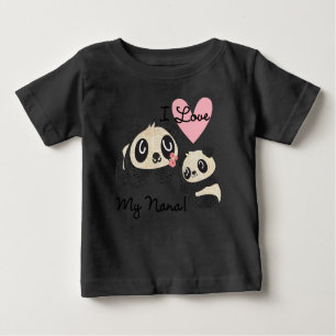 Camiseta De Bebé Pandas I Love My Nana Baby Raglan T shirt