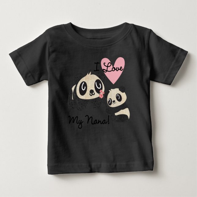 Camiseta De Bebé Pandas I Love My Nana Baby Raglan T shirt (Anverso)