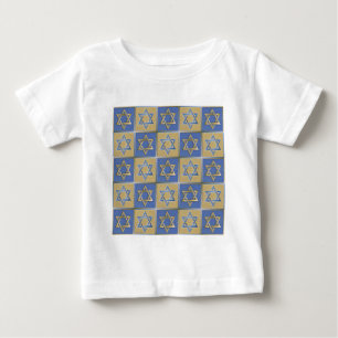 Camiseta De Bebé Paneles de Arte Estrella de David Azul Dorado