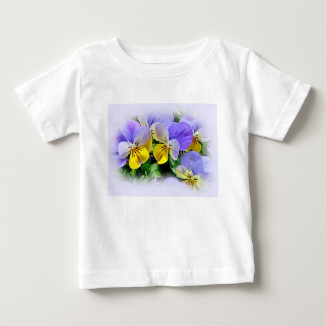 Camiseta De Bebé Pansies - Amarillo morado (Anverso)