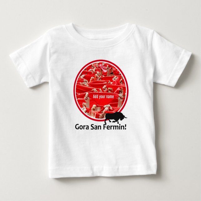 Camiseta De Bebé pañuelo Personalizado, San Fermín encierro, logoti (Anverso)