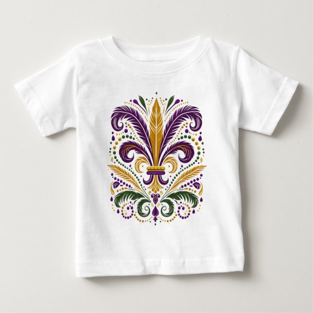 Camiseta De Bebé Pañuelos de lis amarillo, violeta verde (Anverso)