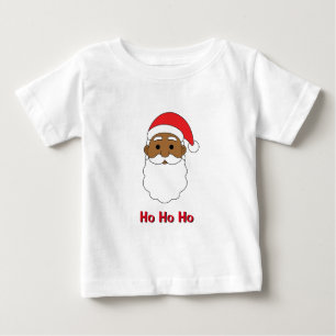 Camiseta De Bebé Papá Noel afroamericano familia Ho Ho Ho blanco