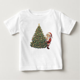 Camiseta De Bebé Papá Noel con árbol de Navidad – Fiesta Navideña 