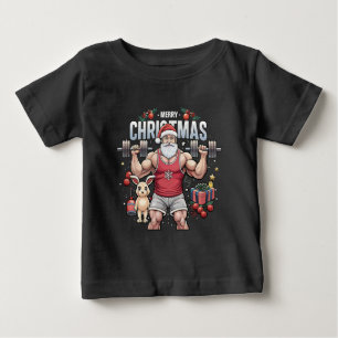 Camiseta De Bebé Papá Noel con un giro – Papá Noel de gimnasio navi
