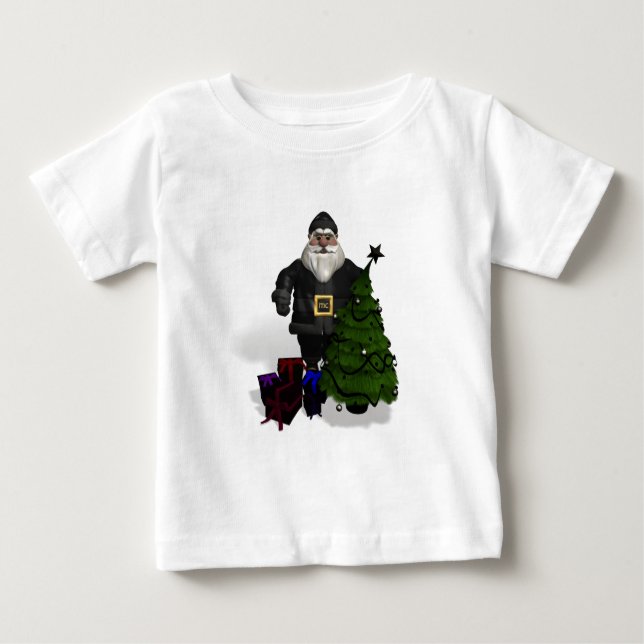 Camiseta De Bebé Papá Noel en cuero negro (Anverso)