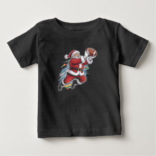 Camiseta De Bebé Papá Noel jugando fútbol americano Navidad 