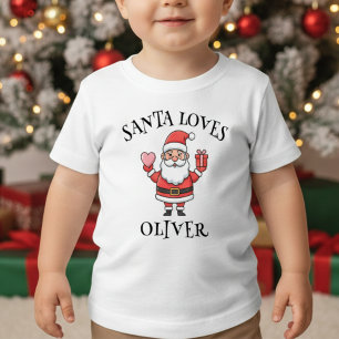 Camiseta De Bebé Papá Noel lindo con corazón y regalo - Navidad