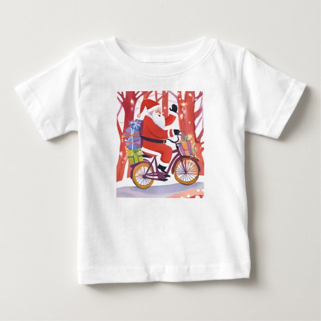 Camiseta De Bebé Papá Noel motero (Anverso)