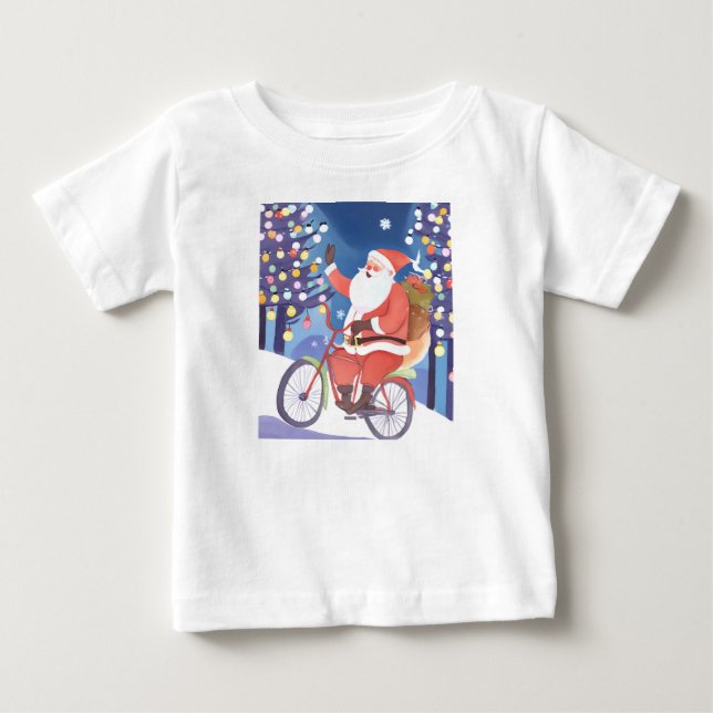 Camiseta De Bebé Papá Noel motero (Anverso)