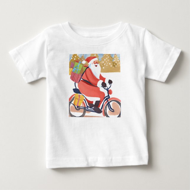 Camiseta De Bebé Papá Noel motero (Anverso)