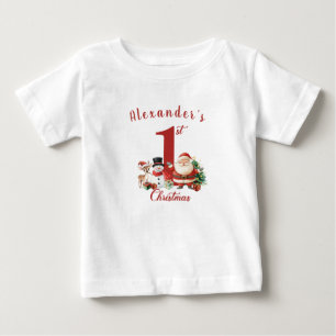 Camiseta De Bebé Papá Noel, muñeco de nieve, primera Navidad del be
