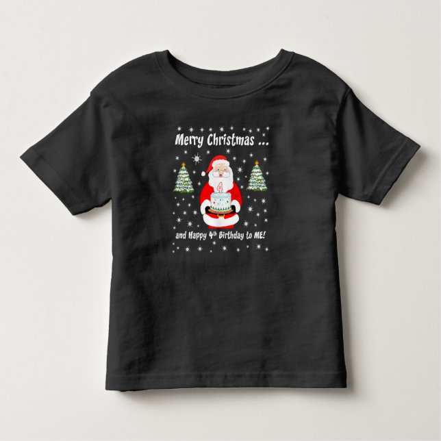 Camiseta De Bebé Papá Noel Pastel de cumpleaños Feliz Navidad 4 (Anverso)