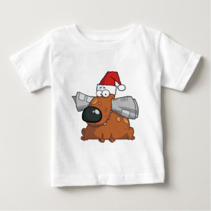 Camiseta De Bebé Papá Noel sostiene periódico en boca