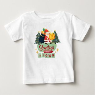 Camiseta De Bebé Papá Noel viene a la ciudad 
