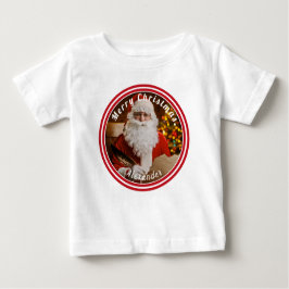 Camiseta De Bebé Papá Noel Vintage escribiendo árbol de Navidad