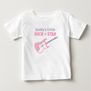 Camiseta De Bebé Papa Pequeña Estrella de Rock Guitarra Rosa Para B