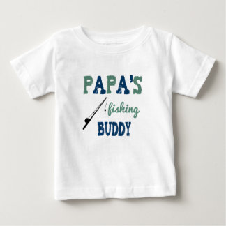 Camiseta De Bebé Papá's Fishing Buddy Baby Tee (azul)