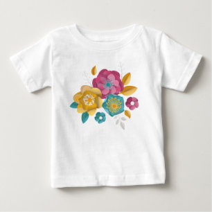 Camiseta De Bebé Papel de Bouquet de círculo florido en 3D