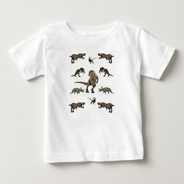 Camiseta De Bebé Papel de Regalo de Dinosaurios (Anverso)