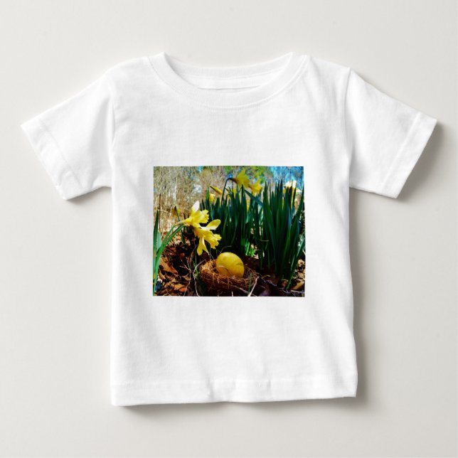 Camiseta De Bebé Papeles amarillos y huevo de Pascua Amarillo (Anverso)