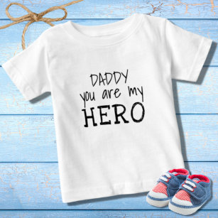 Camiseta De Bebé Papi eres mi Hero Simple B&W Typography