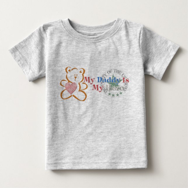 Camiseta De Bebé Papi es mi héroe (ejército) (Anverso)