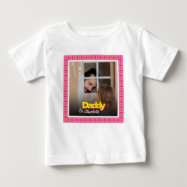 Camiseta De Bebé Papi Niño Bebé Niña Hija Hijo Personalizado Foto (Anverso)