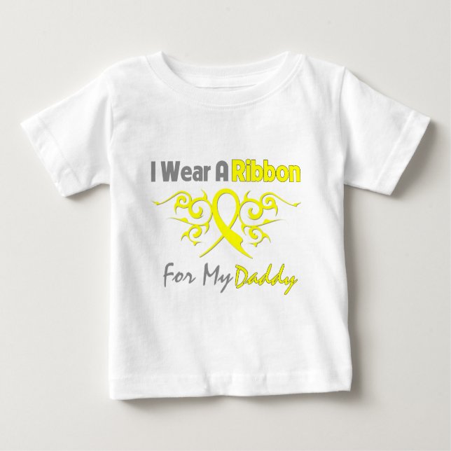 Camiseta De Bebé Papi - Uso Un Apoyo Militar De Cinta Amarilla (Anverso)