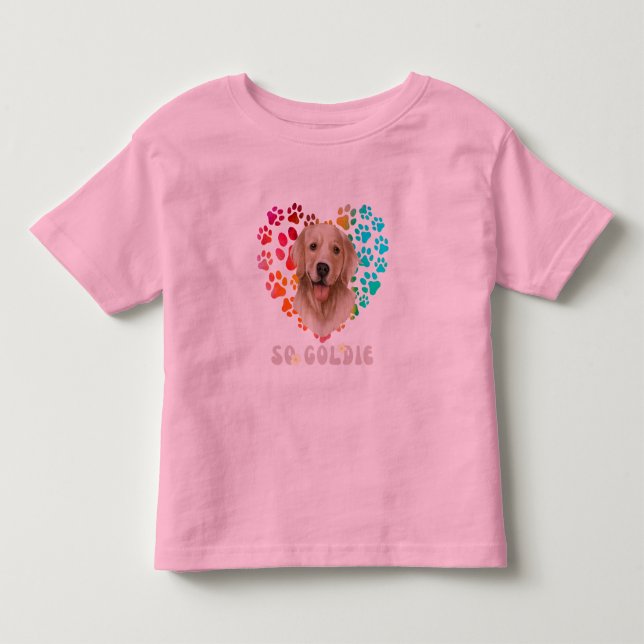 Camiseta De Bebé Par lindo Gradiente Arcoiris Mascota Perro dorado  (Anverso)