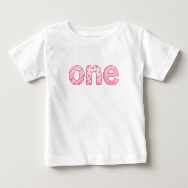 Camiseta de bebé para cumpleaños con un patrón ros (Anverso)