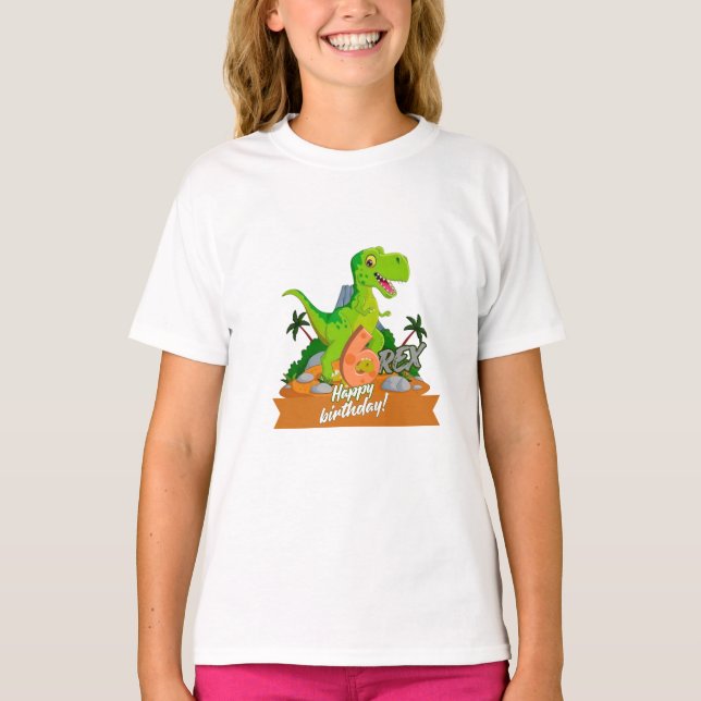 Camiseta de bebé para cumpleaños de 6 años con din (Anverso)