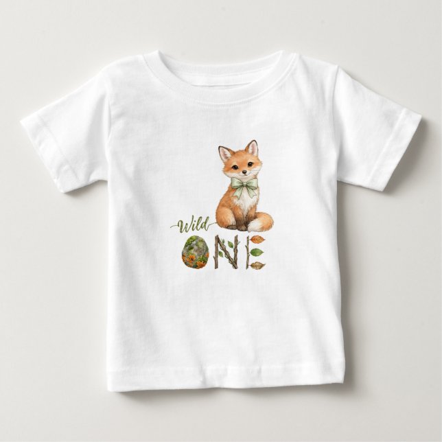 Camiseta de bebé para el 1er cumpleaños Fox Wild O (Anverso)
