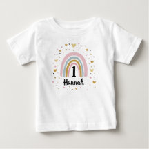 Camiseta de bebé para el primer cumpleaños arcoíri