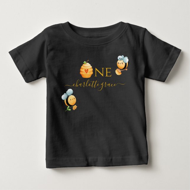 Camiseta de bebé para el primer cumpleaños Bee-Day (Anverso)