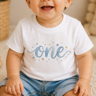 Camiseta de bebé para el primer cumpleaños Blue On