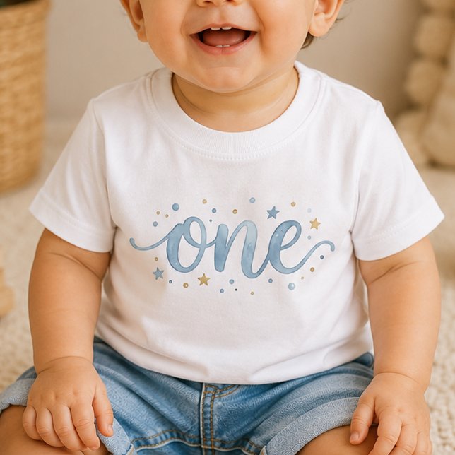 Camiseta de bebé para el primer cumpleaños Blue On (Subido por el creador)