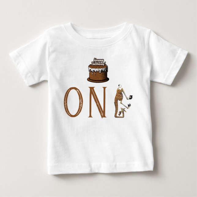Camiseta de bebé para el primer cumpleaños con gir (Anverso)